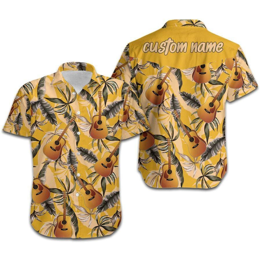 Hawaiian Aloha Shirts Guitar Retro Vintage Custom Name