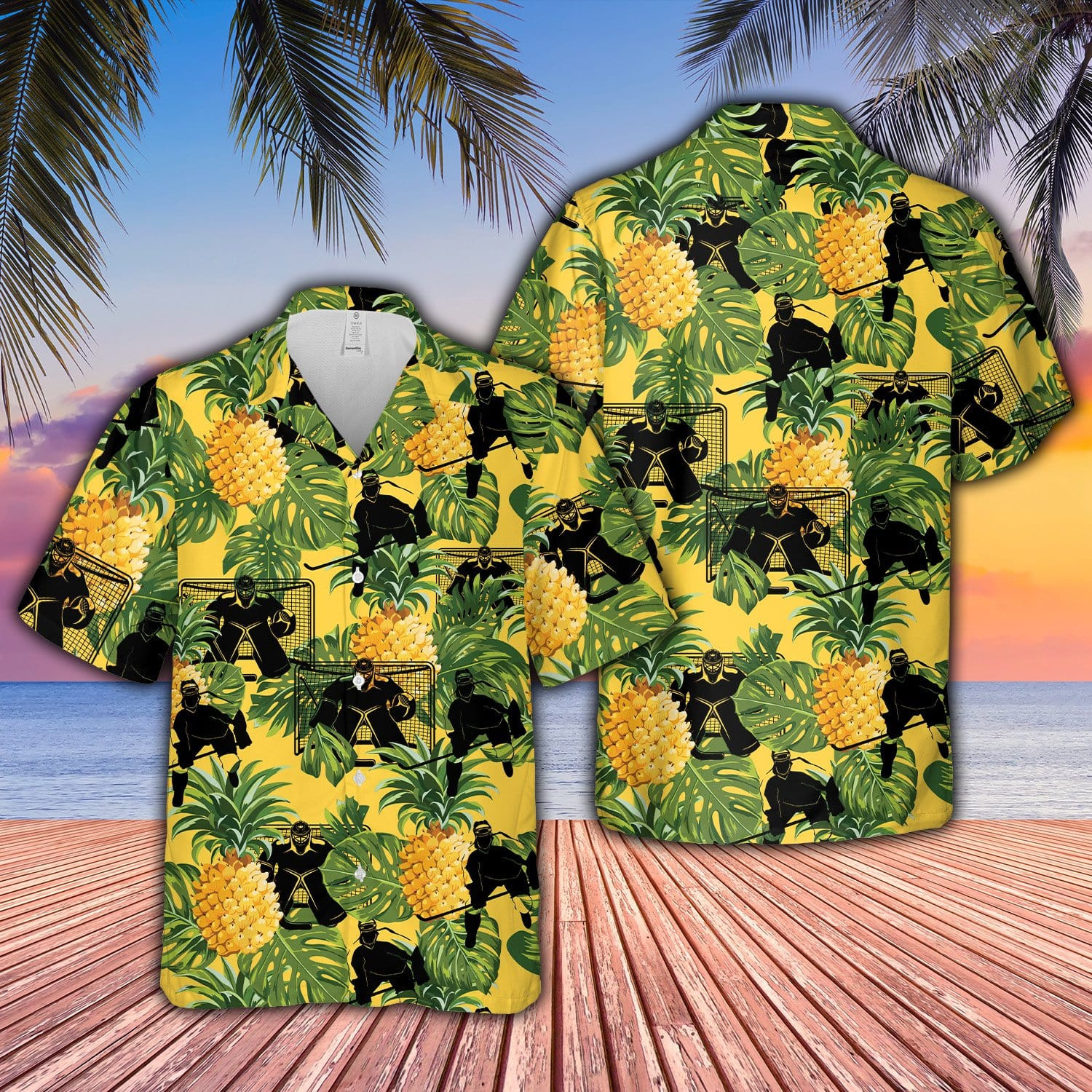 Hawaiian Aloha Shirts Ice Hockey Pineapple Tropical 190621V
