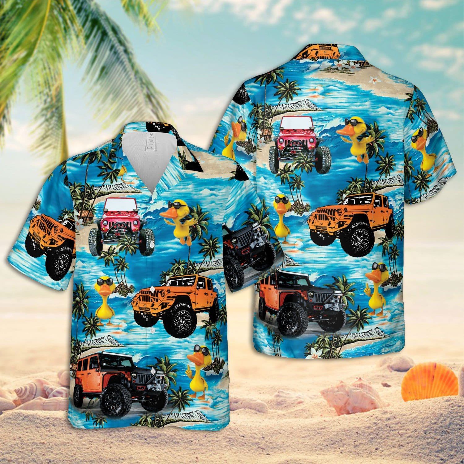 Hawaiian Aloha Shirts Jeep Beach I Dont Give A Duck