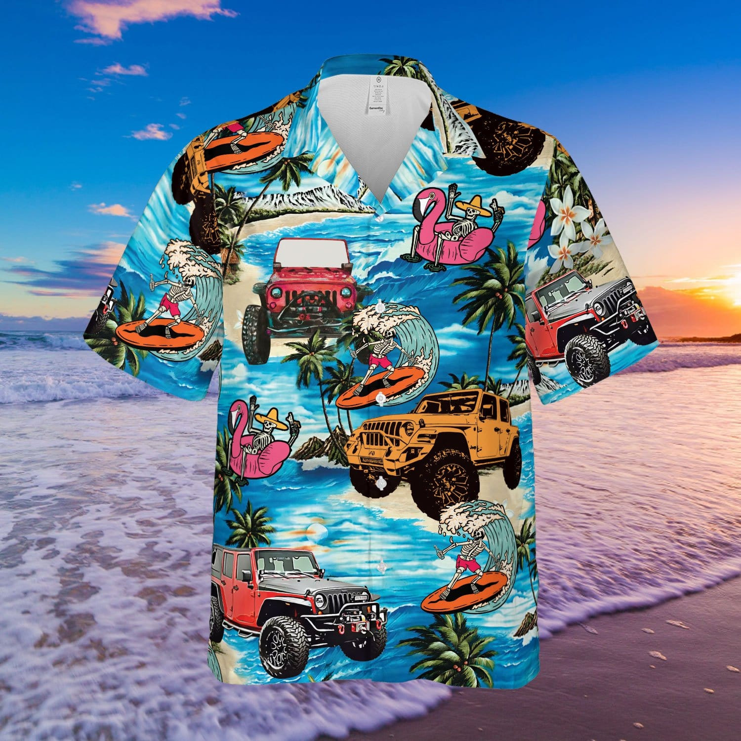 Hawaiian Aloha Shirts Jeep Skull Surfing 280621H