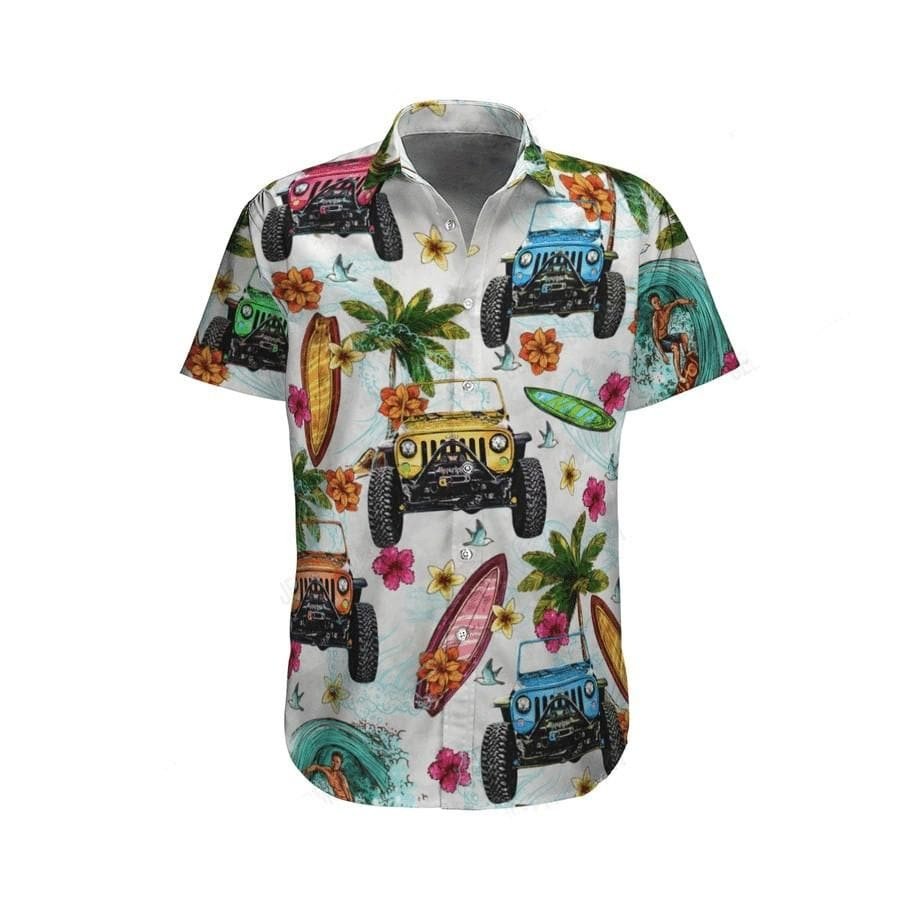 Hawaiian Aloha Shirts Jeep Surfing Beach