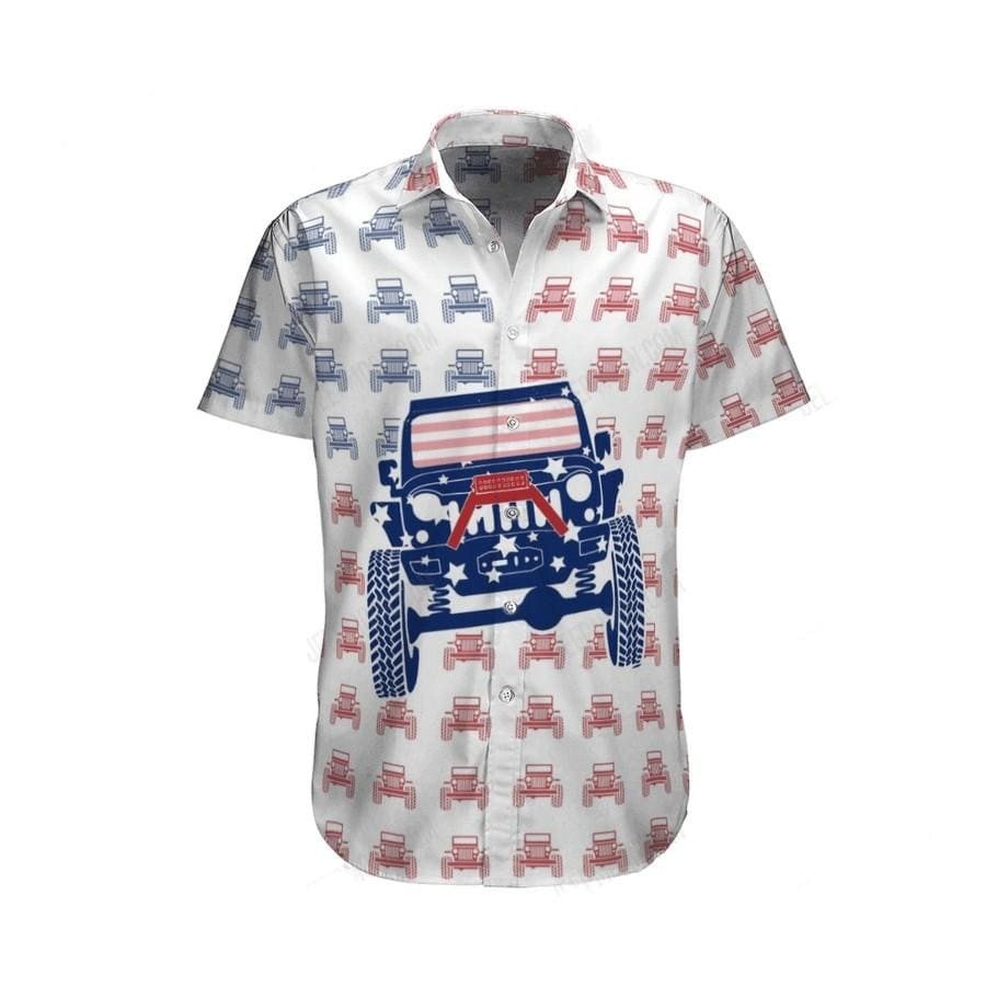 Hawaiian Aloha Shirts Jeep Us Flag Pattern
