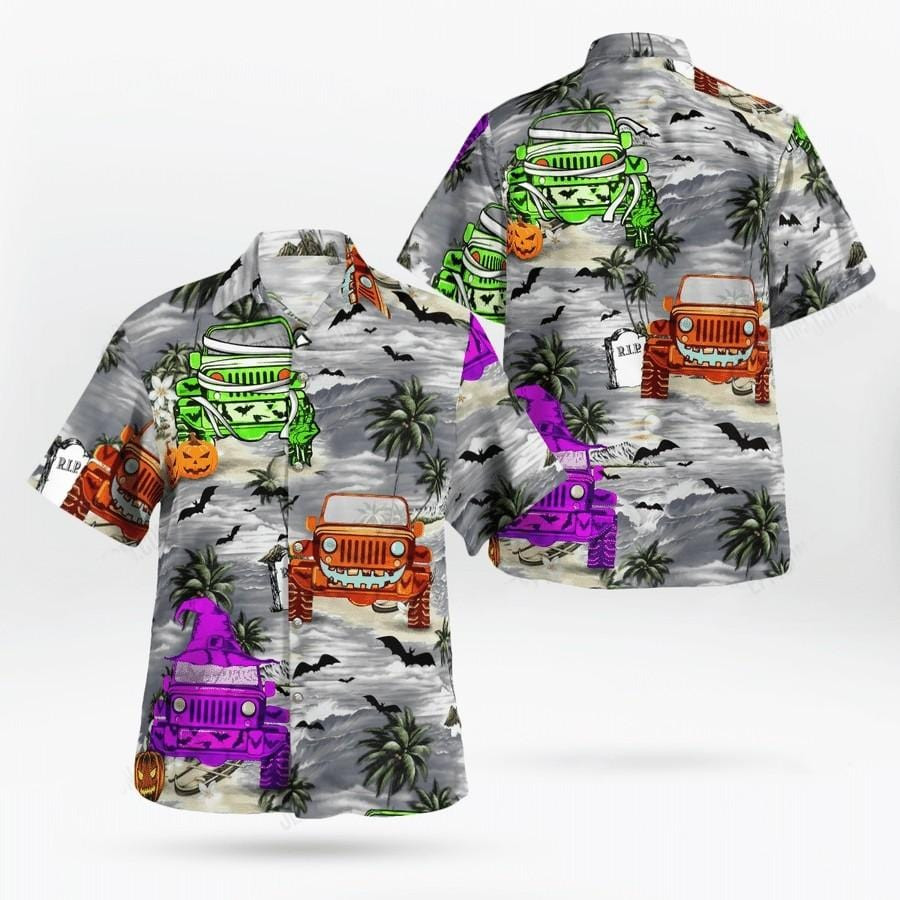 Hawaiian Aloha Shirts Jeep Witch Halloween Palm