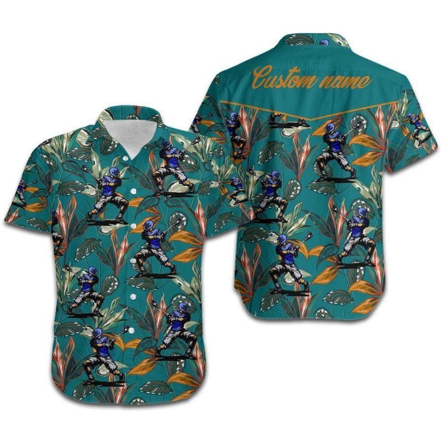 Hawaiian Aloha Shirts Lacrosse Sporty Floral Custom Name