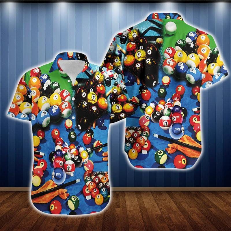 Hawaiian Aloha Shirts Pool Billiard Vintage 1004Dh