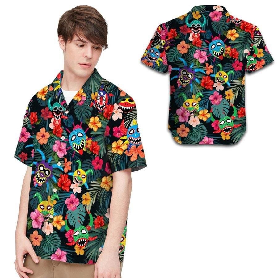 Hawaiian Aloha Shirts Puerto Rico Vejigantes Masks Tropical