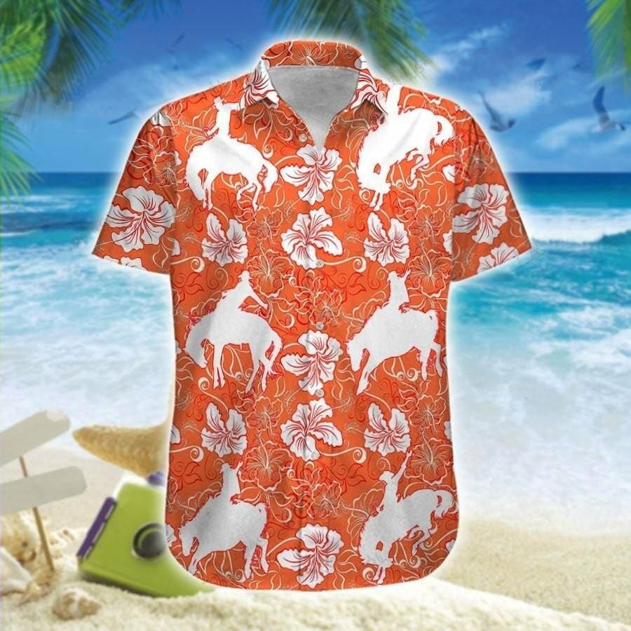 Hawaiian Aloha Shirts Saddle Bronc Orange