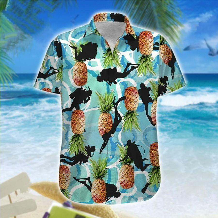 Hawaiian Aloha Shirts Scuba Diving Pineapple