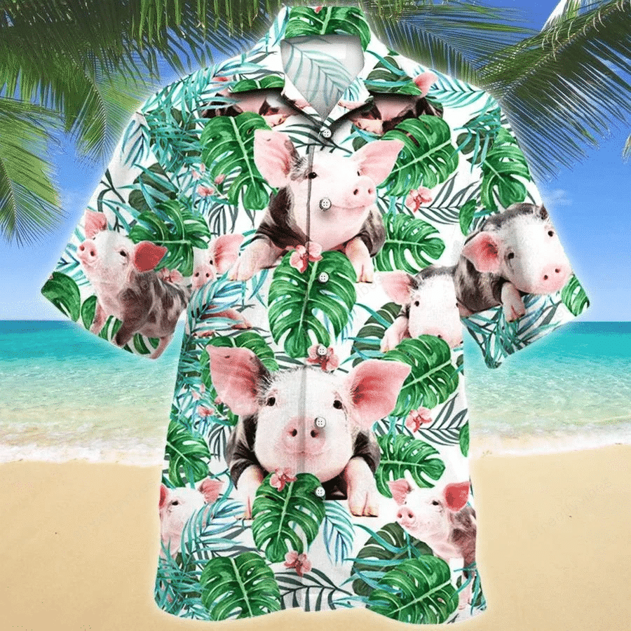Hawaiian Aloha Shirts Tropical Pig Cute