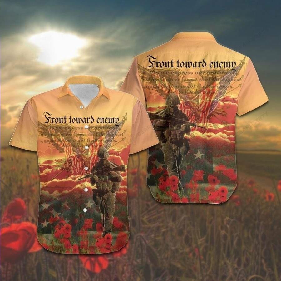 Hawaiian Aloha Shirts Veteran Front Toward Enemy