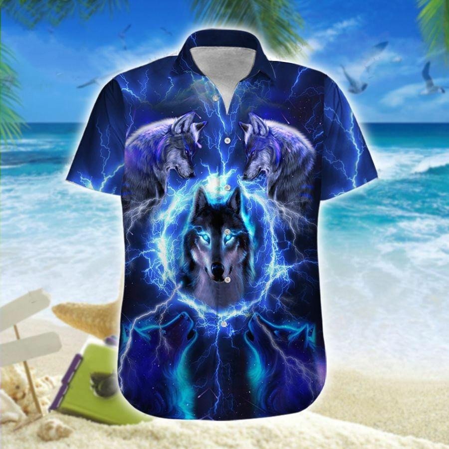 Hawaiian Aloha Shirts Wolf Thunder