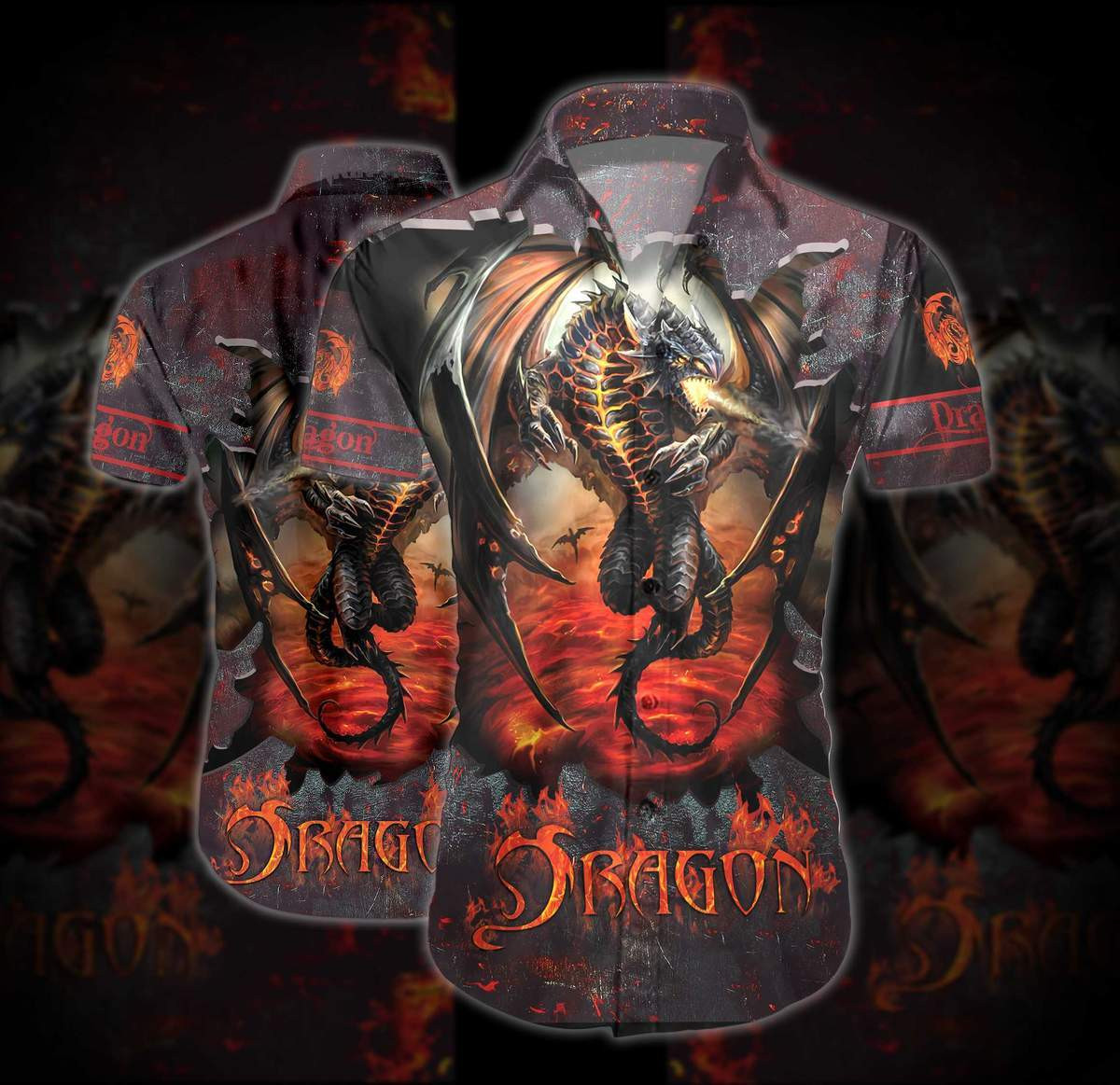 Hell Fire Dragon Hawaiian Shirt  Unisex  Adult  Hw2716