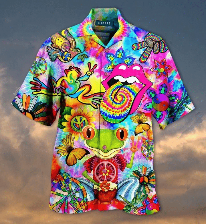 Hippie Frog Hawaiian Shirt  Unisex  Adult  Hw3276