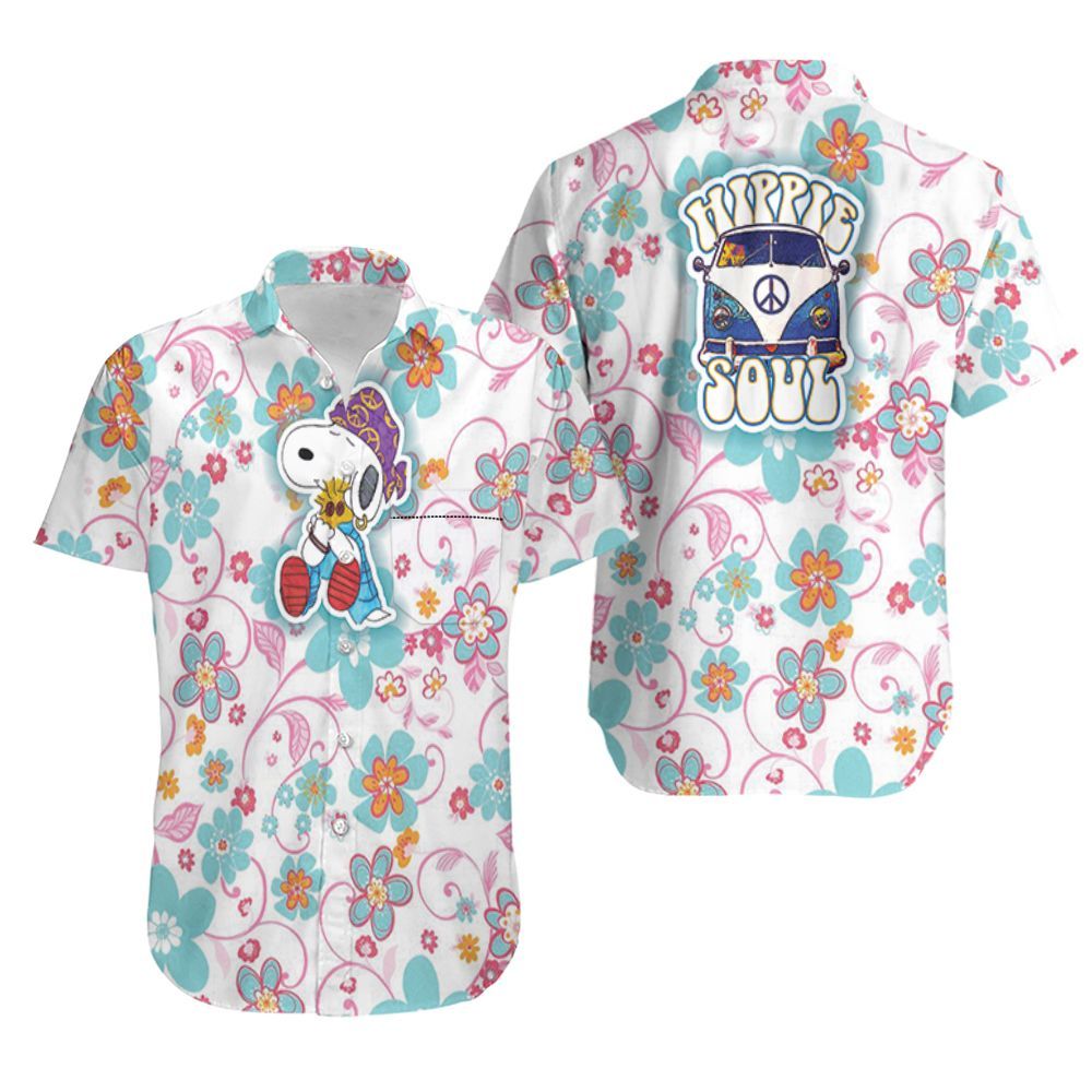 Hippie Snoopy Hug Woodstock Hawaiian Shirt