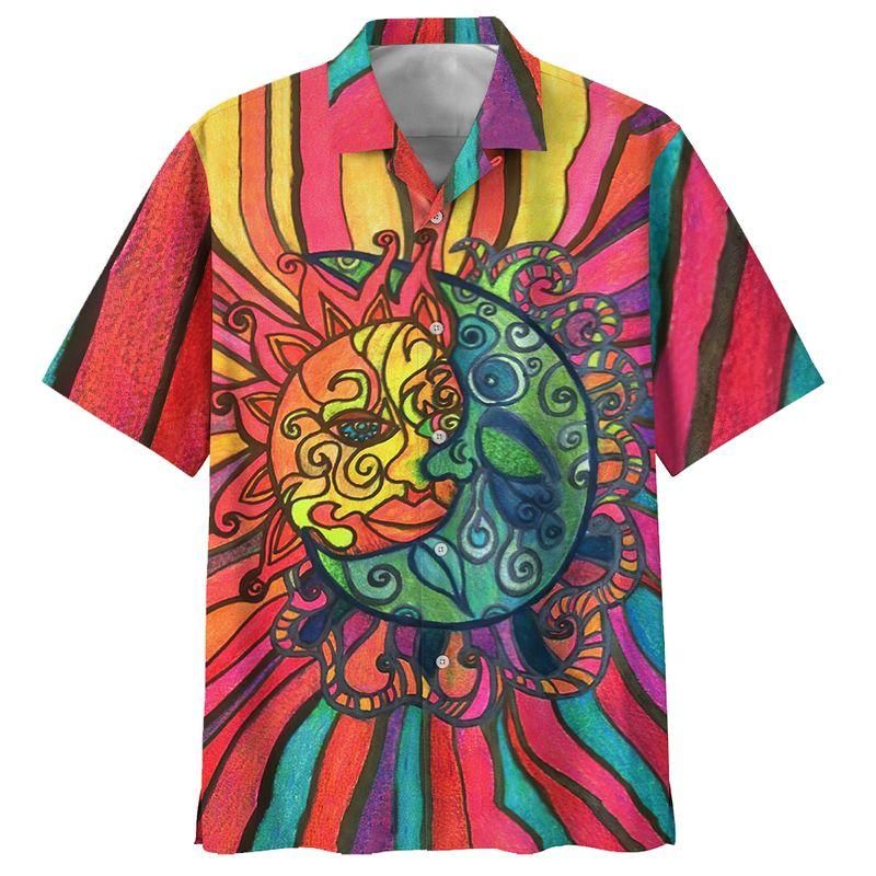 Hippie Sun And Moon Hawaiian Shirt  Unisex  Adult  Hw3071