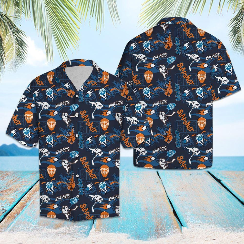 Hockey Slapshot Hawaiian Aloha Shirts V