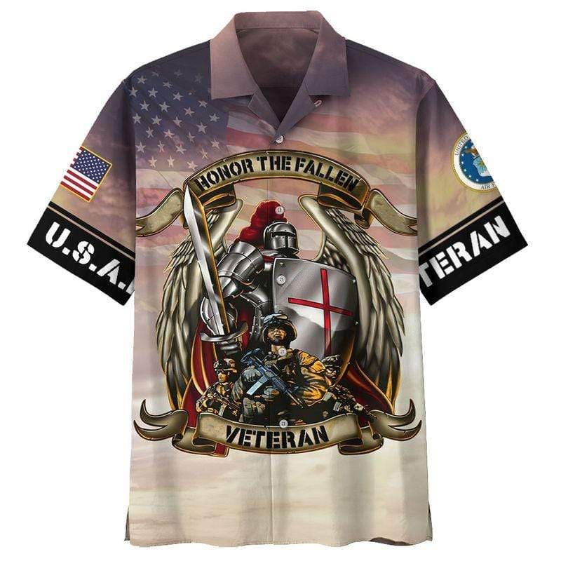 Honor The Fallen Us Air Force Veteran And Knight Templar Hawaiian Shirt  Unisex  Adult  Hw4295