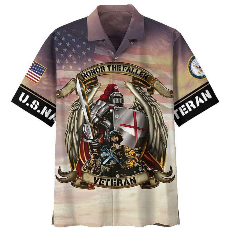 Honor The Fallen Us Navy Veteran And Knight Templar Hawaiian Shirt  Unisex  Adult  Hw4294