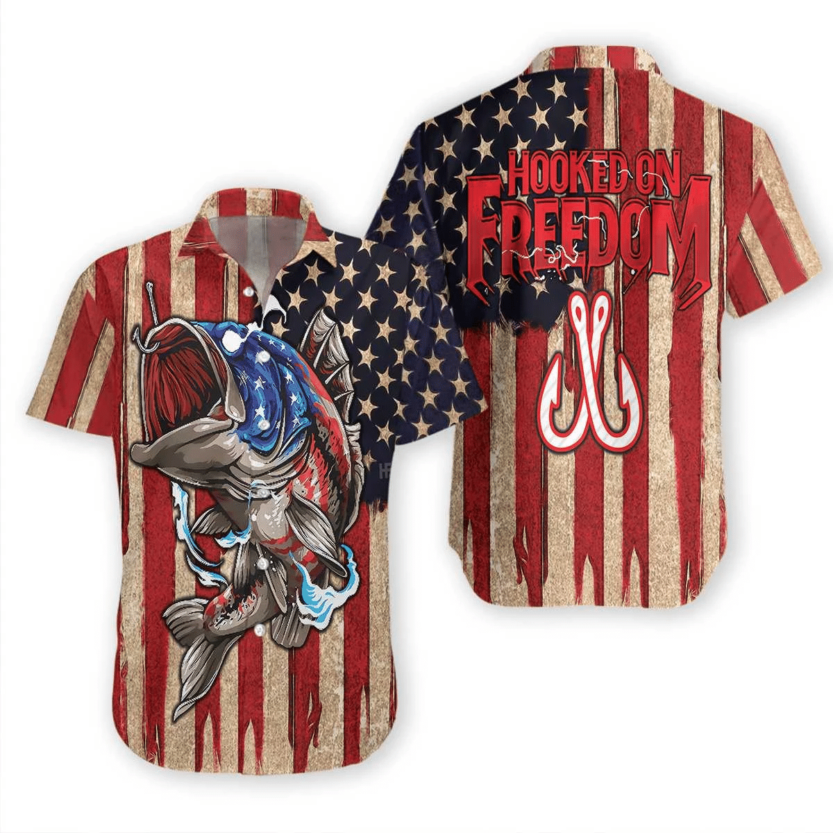 Hooked On Freedom Unisex Hawaiian Shirt  Unisex  Adult  Hw2583