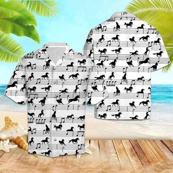 Horse Music Notes Hawaiian Shirt  Unisex  Adult  Hw3109
