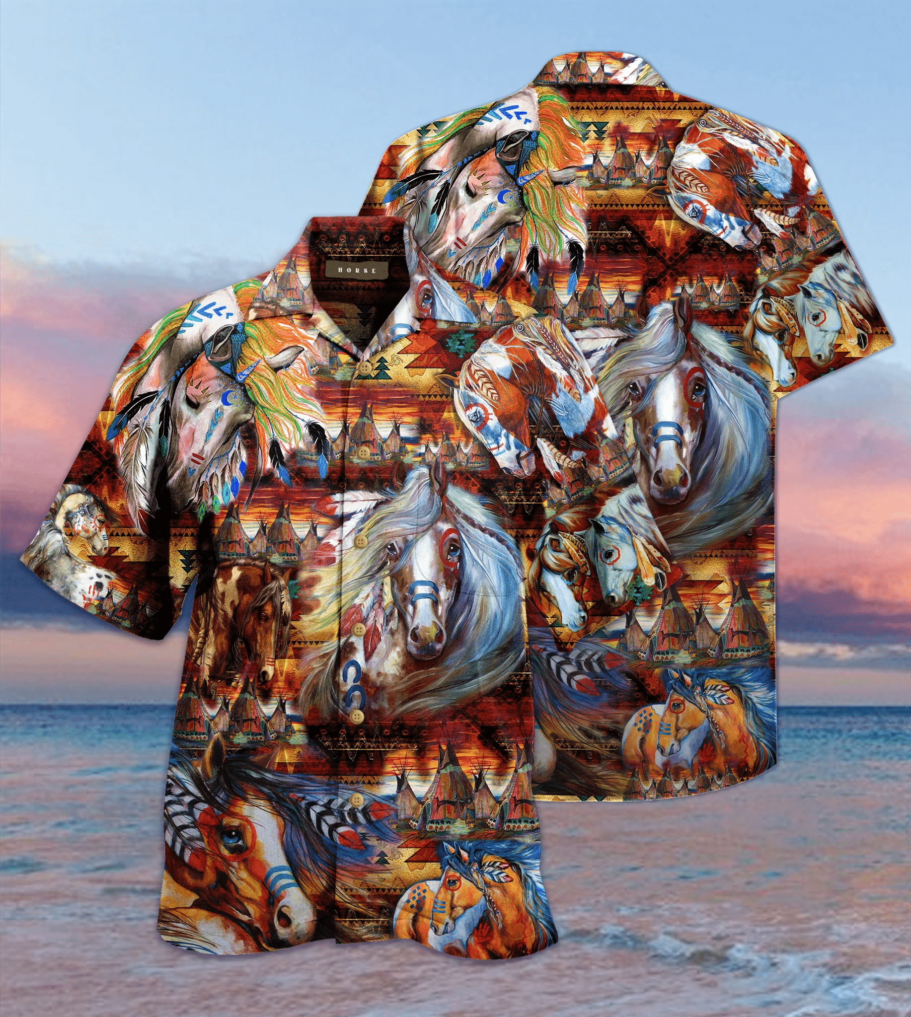 Horse Native American Hawaiian Shirt  Unisex  Adult  Hw3477