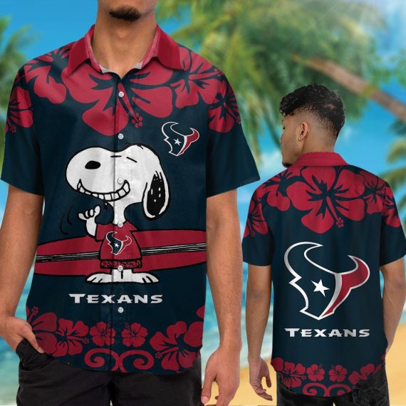 Houston Texans Snoopy Short Sleeve Aloha Hawaiian Shirts