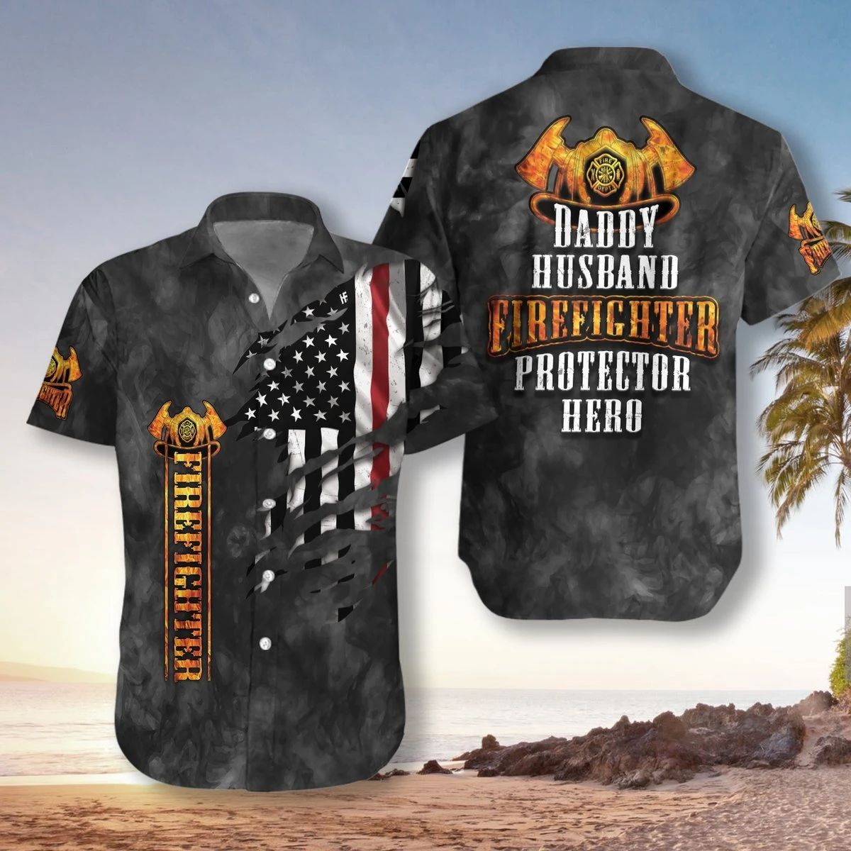 Husband Daddy Firefighter Unisex Hawaiian Shirt  Unisex  Adult  Hw2570