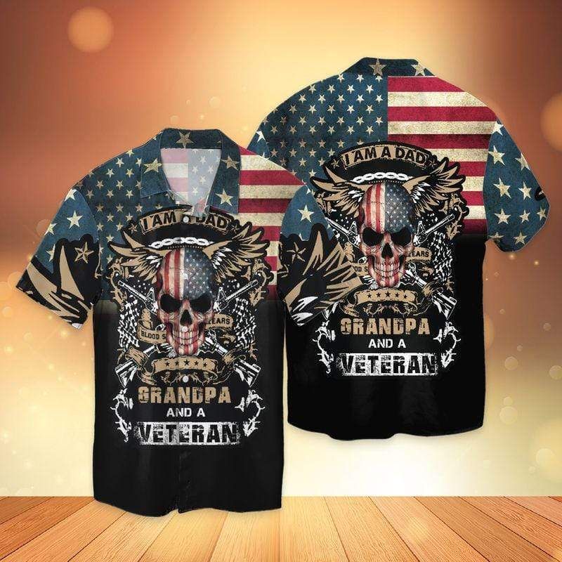 I Am A Dad Grandpa  A Veteran Hawaiian Shirt  Unisex  Adult  Hw3794