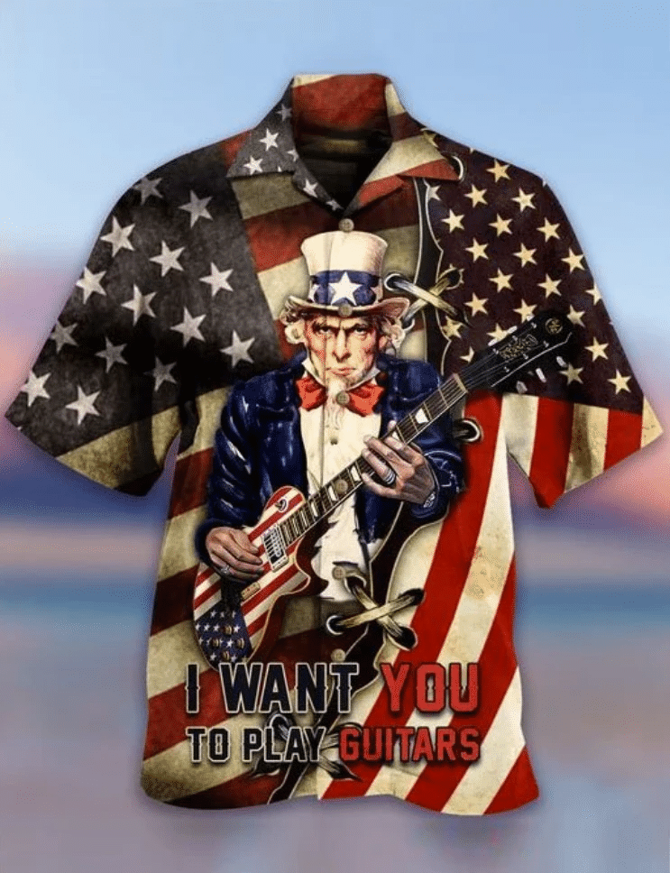 I Want You To Play Guitars Hawaiian Shirt  Unisex  Adult  Hw3821