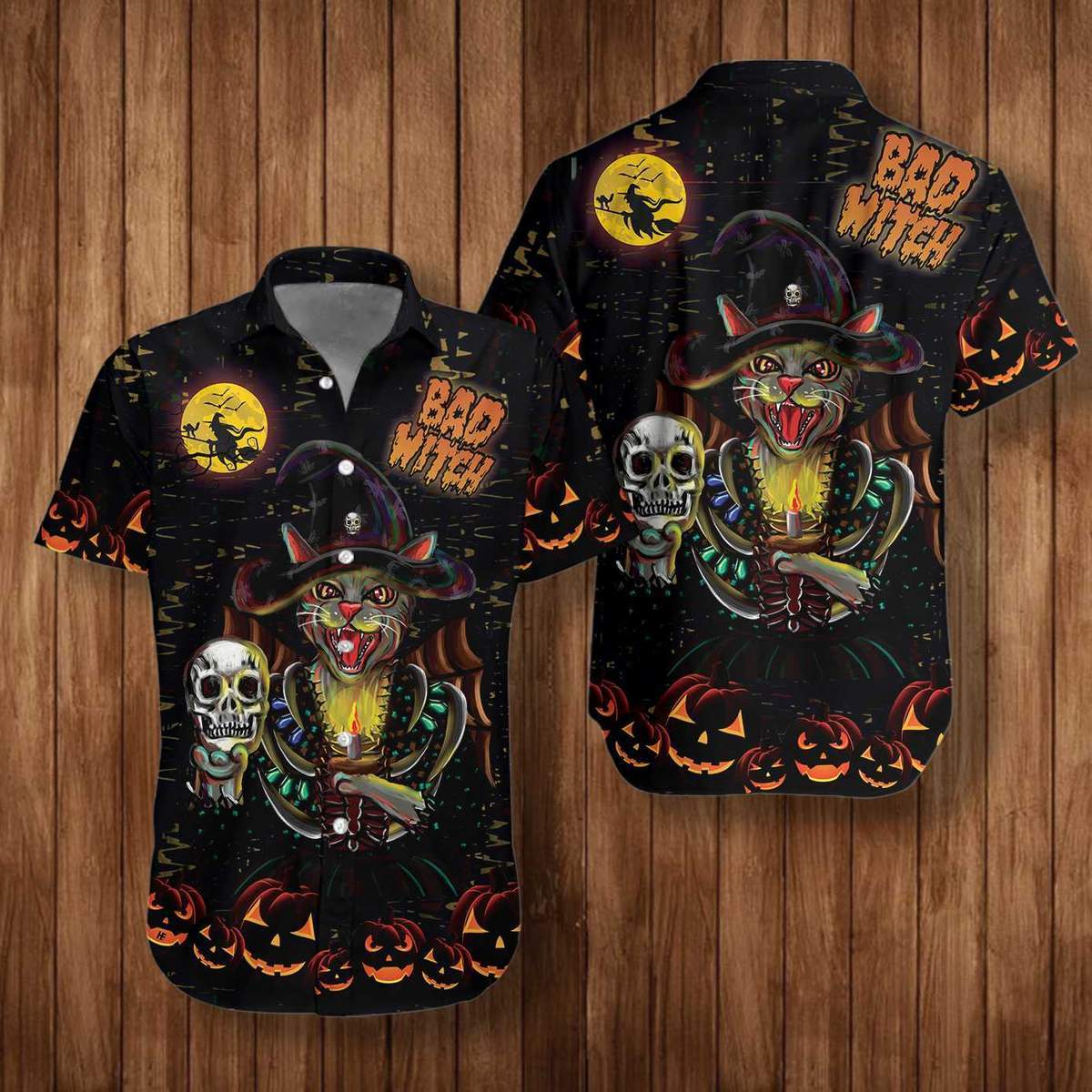 I_M A Bad Witch Cat Halloween Hawaiian Shirt  For Men _amp Women  Adult  Hw8932