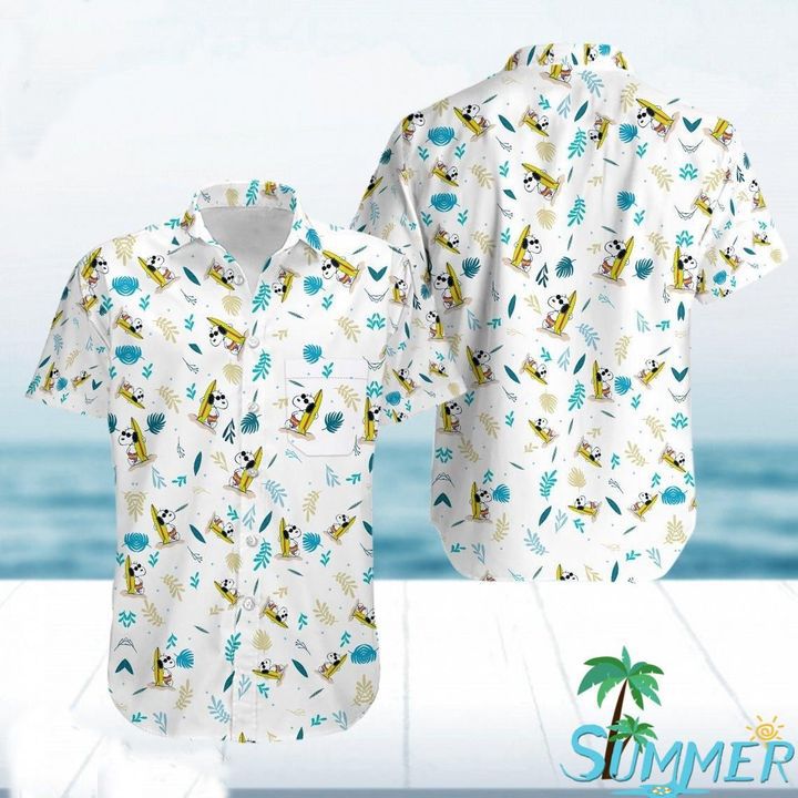Island Snoopy Summer Aloha Hawaiian Graphic Print Short Sleeve Hawaiian Casual Shirt