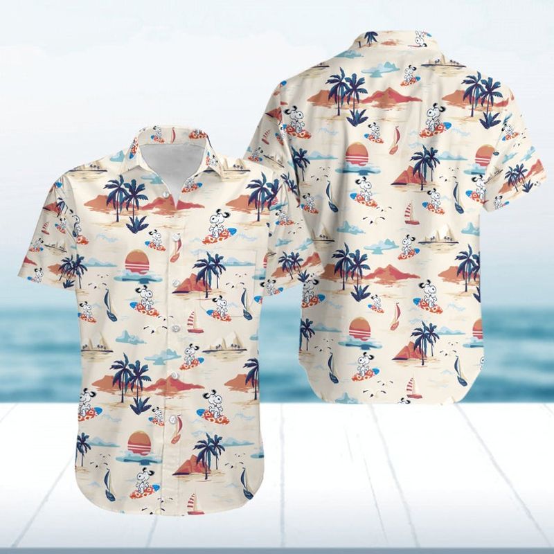 Island Snoopy Summer Graphic Print Short Sleeve Hawaiian Shirt