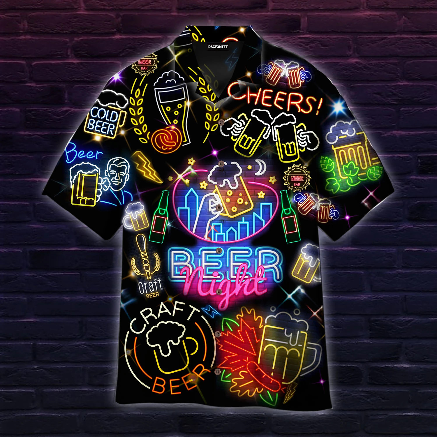 Its Beer Night Neon Hawaiian Shirt  Unisex  Adult  Hw4683