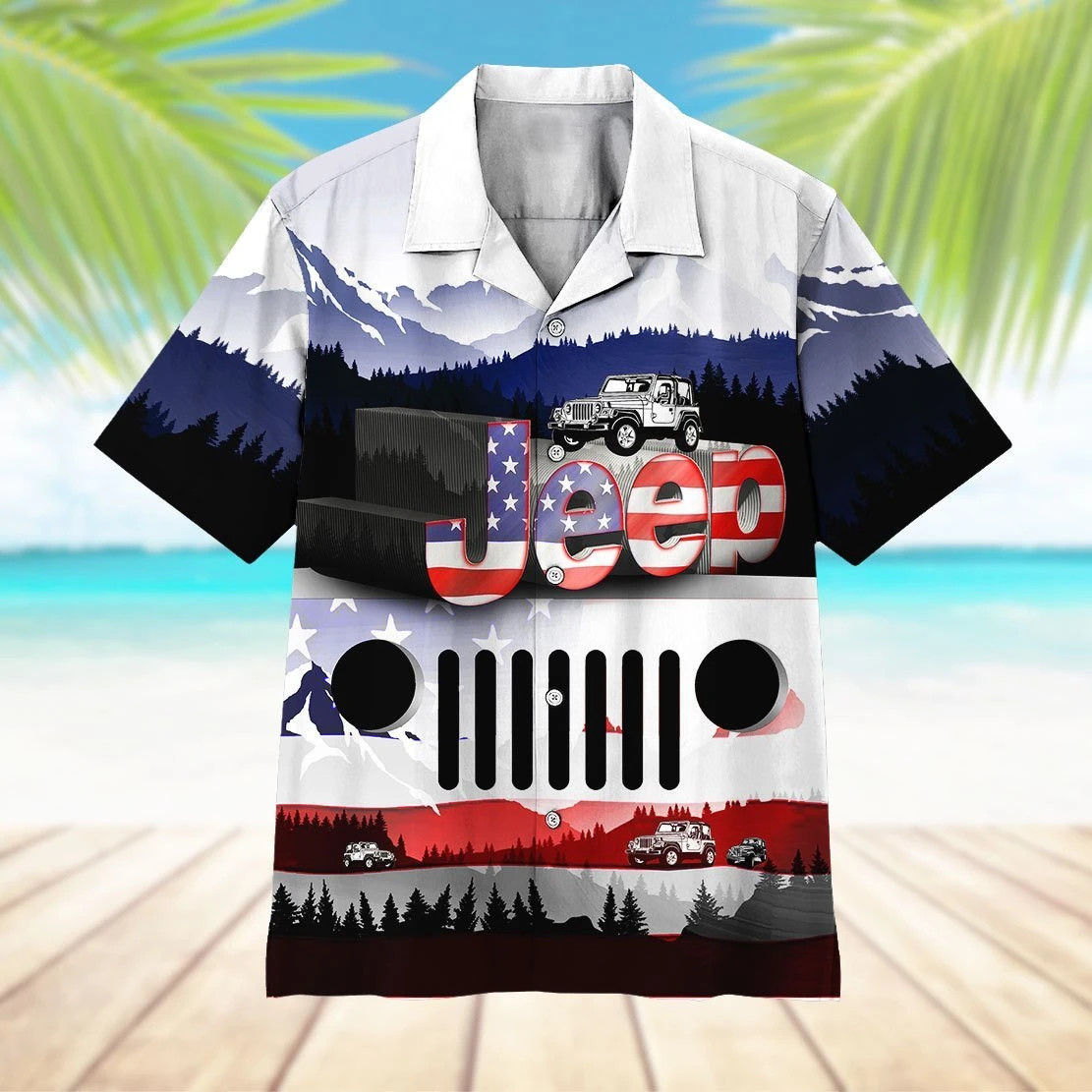 Jeep American Flag Hawaiian Shirt  Unisex  Adult  Hw6107