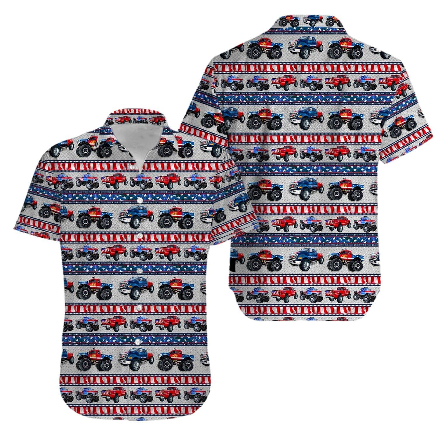 Jeep Off Road Car Us Flag Hawaiian Aloha Shirts Kv