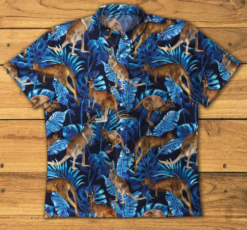Kangaroo Tropical Hawaiian Aloha Shirts Kv