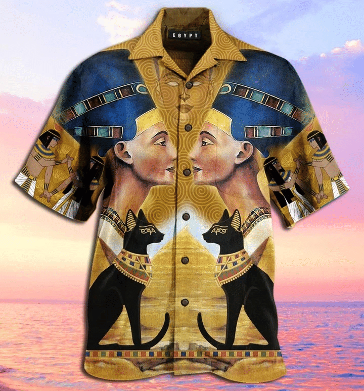 King And Black Cat Egypt Hawaiian Shirt  Unisex  Adult  Hw3331