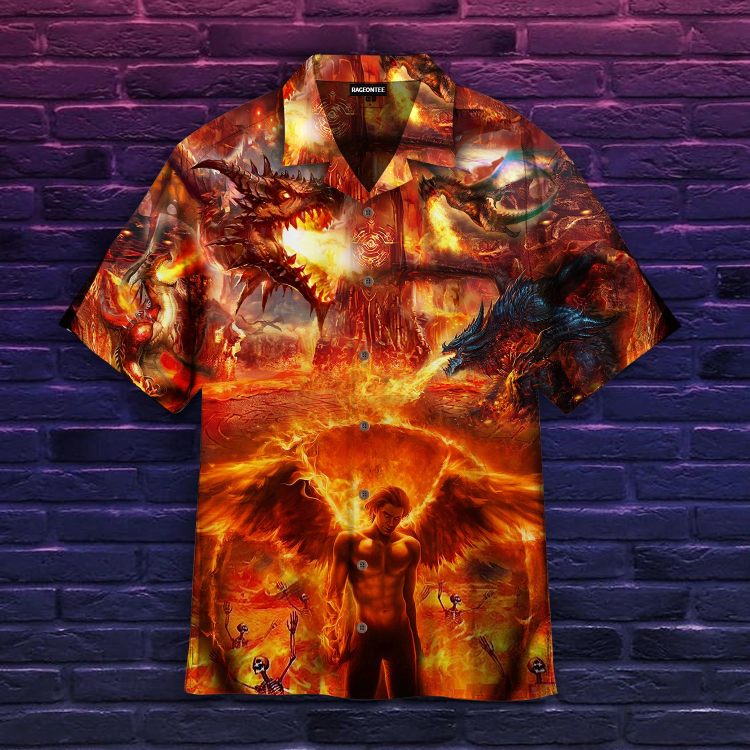 King Of Hell Lucifer Hawaiian Shirt  Unisex  Adult  Hw4203