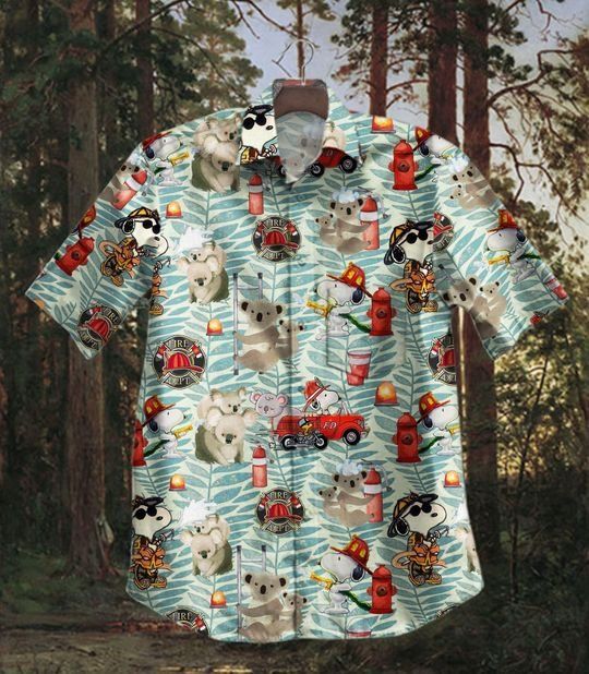 Koala X Snoopy Hawaiian Graphic Print Short Sleeve Hawaiian Casual Shirt