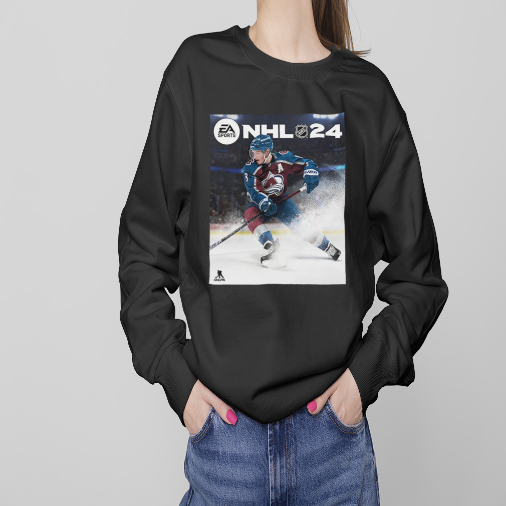 NHL 24 Cover Athlete Cale Makar EA Sports Game Cover Colorado Avalanche T- Shirt - Binteez