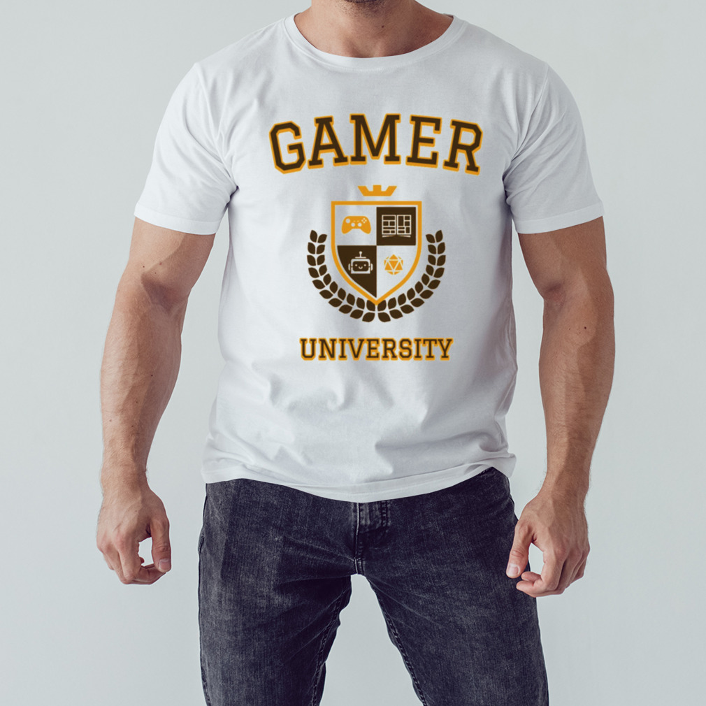 Gamer Gaming University Logo Gaming Humor Funny Gamer College shirt