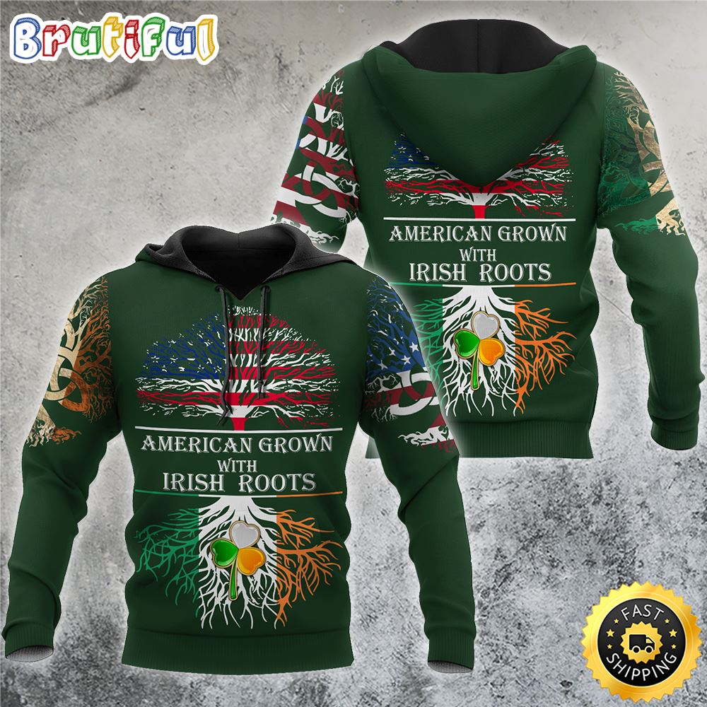 American Grown With Irish Roots Saint Patrick_s Day All Over Print Shirt
