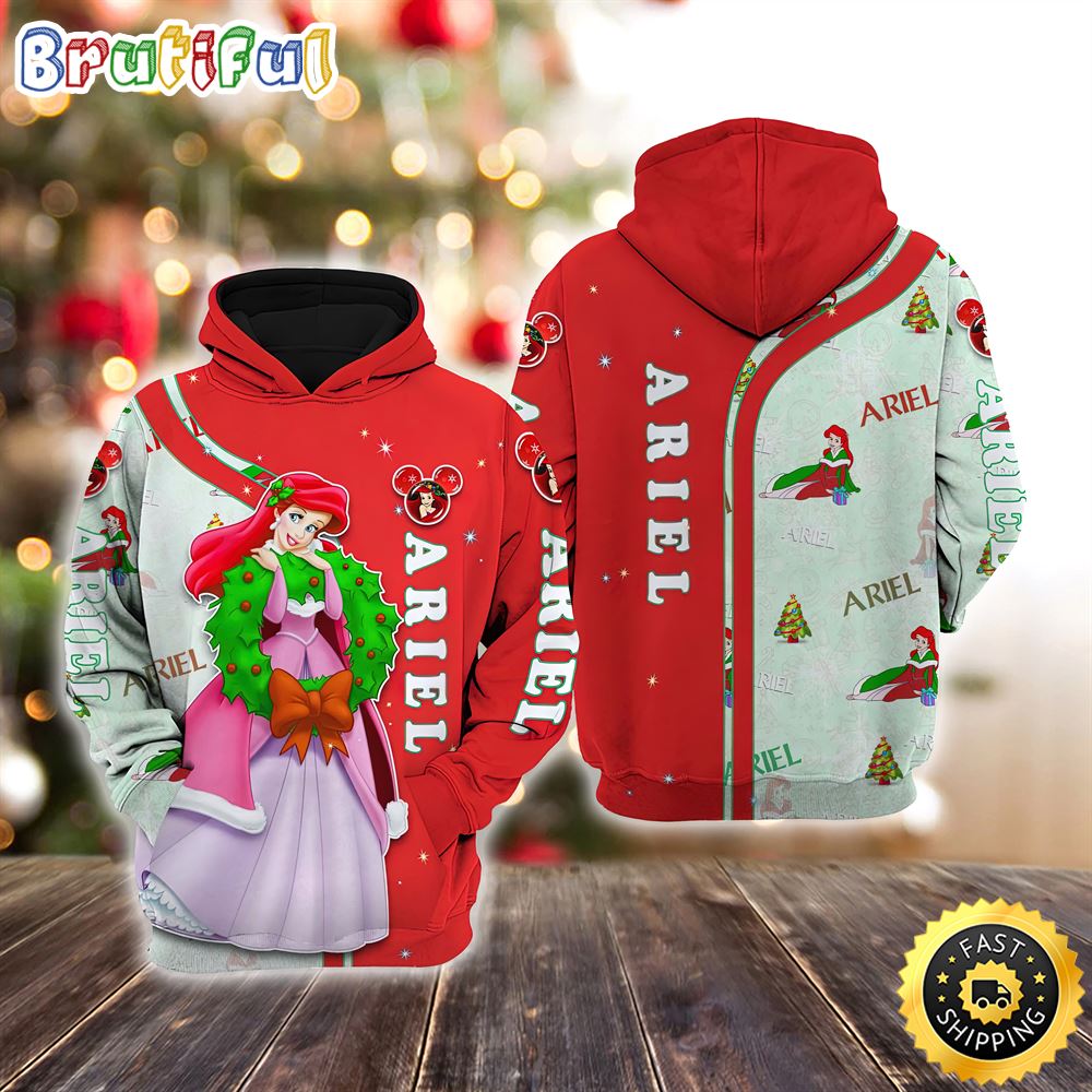 Ariel Red Christmas Disney Christmas Hoodie All Over Print Shirts