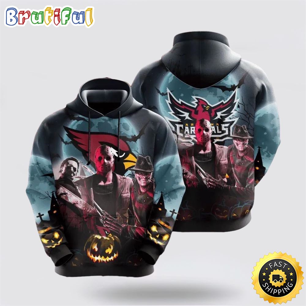 Arizona Cardinals Friday The 13th Halloween All Over Print 3D Casual Unisex Hoodie