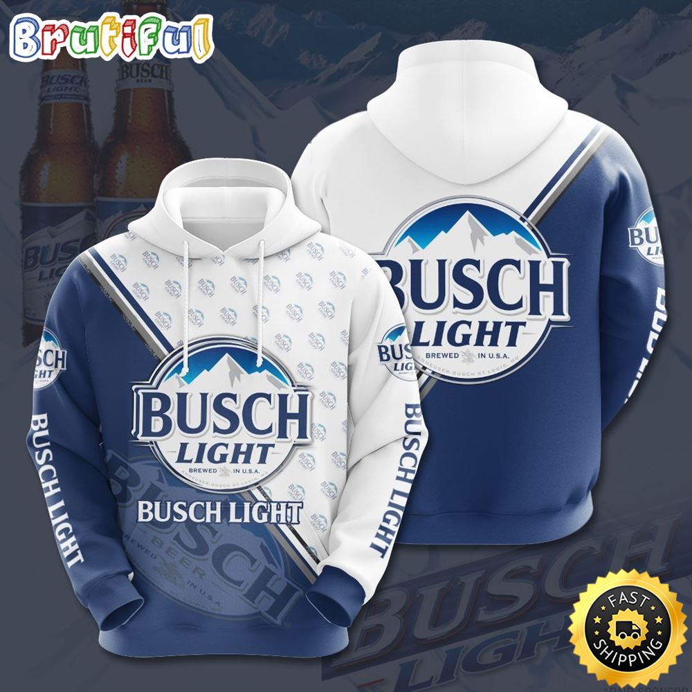 Beer Hoodie Busch Light Logo Pattern White Blue Hoodie