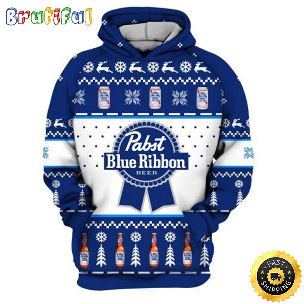 Beer Hoodie Pabst Blue Ribbon Beer Blue White Hoodie Awesome Beer