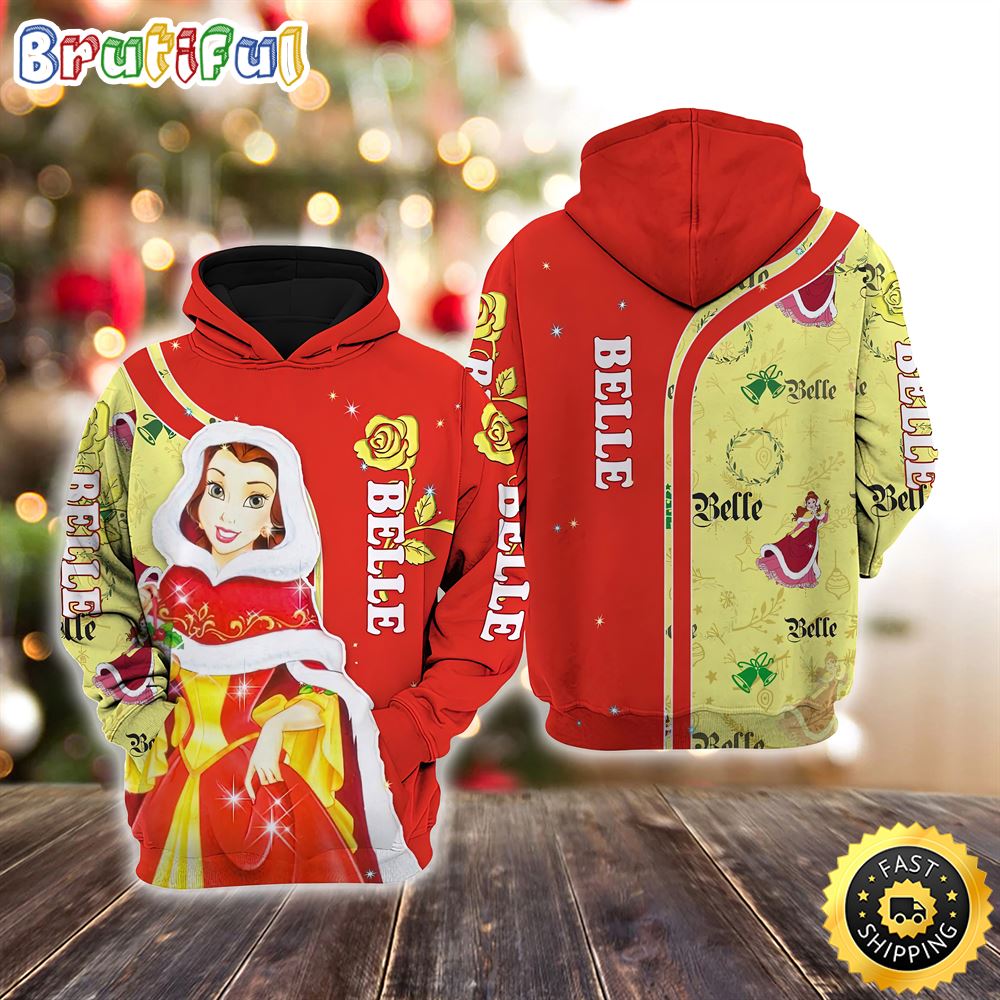 Belle Red Christmas Disney Christmas Hoodie All Over Print Shirts