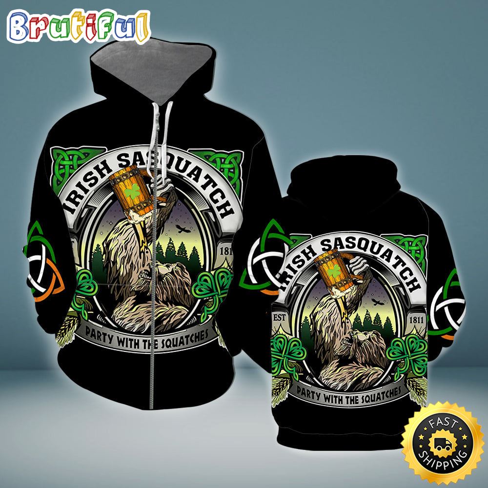 Bigfoot Irish St Patrick_s Day All Over Print Shirt
