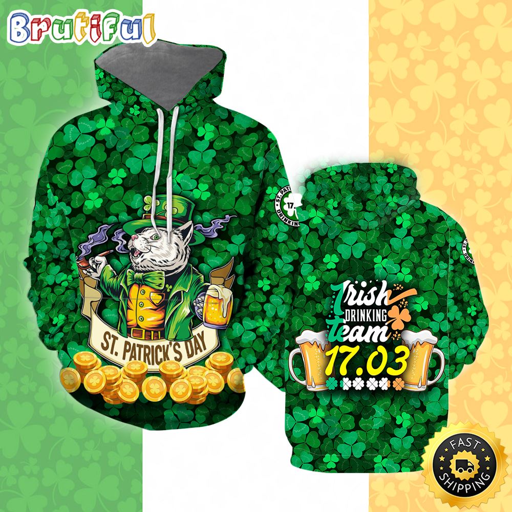 Cats Irish Drinking Team ST Patrick Day All Over Print Shirt