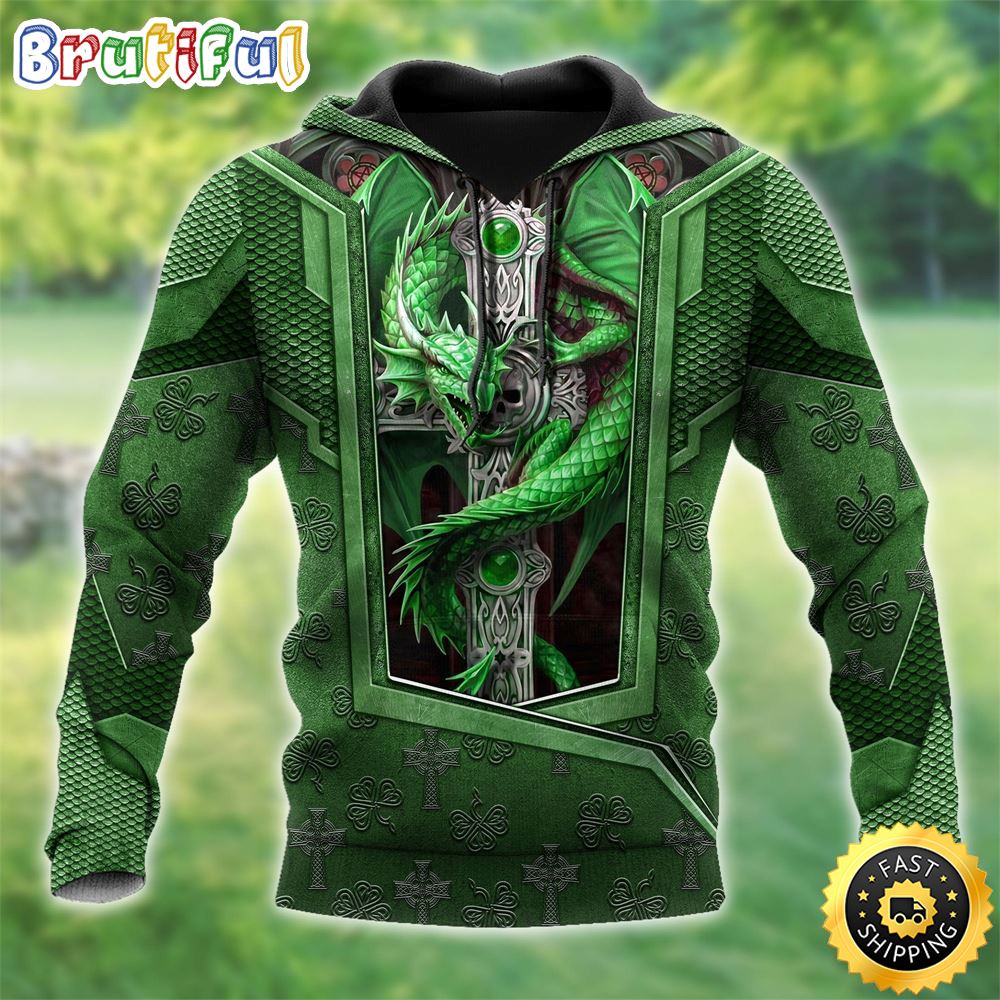 Celtic Cross With Dragon Celtic Knot 3D All Over Print Shirt